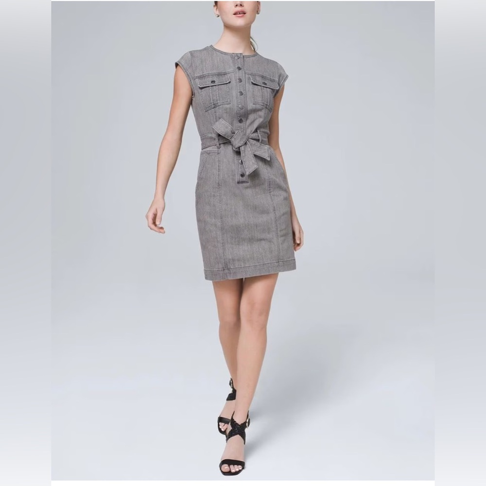 White House Black House Market Belted Denim Dress